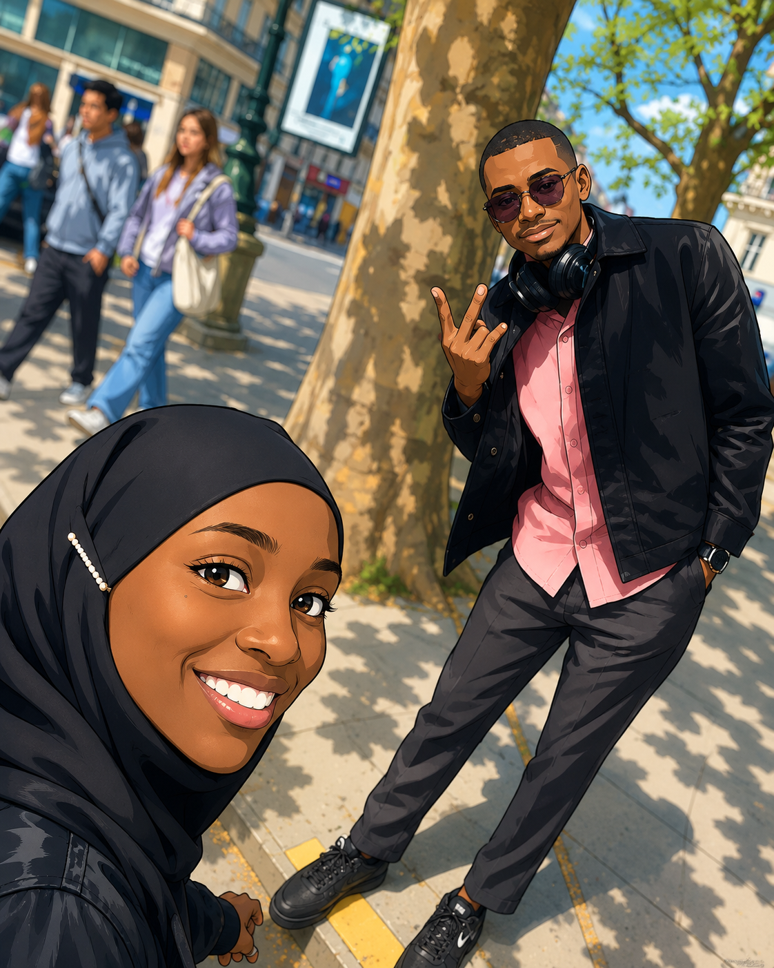 Illustrated moment from Hadeeart and Hammed's story, 8 of 12.